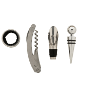 Set à vin en acier inoxydable - avec tire-bouchon, bouchon, embout et boîte en bambou en forme de bouteille_4