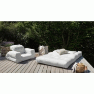 Fauteuil extérieur transformable HIPPO OUT - couleur blanc - modulable en matelas 1 place - design scandinave_4