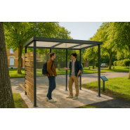 Abri bus Medium - Modulaire et personnalisable avec bois, verre et métal_4