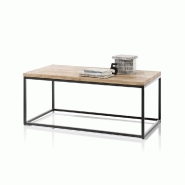 Table basse industrielle rectangulaire 110 cm Sacy - chêne massif huilé et métal noir laqué_4