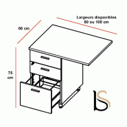 Bureau d'angle avec caisson X3 - Officity - Blanc 9010, Orme, 3 tiroirs, 160 x 160 cm_4