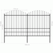 Vidaxl clôture de jardin à dessus en lance acier (1,75-2)x3,4 m noir 277749_4