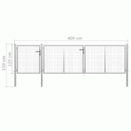 Vidaxl portail de jardin acier 400 x 100 cm argenté 144347_4