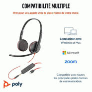 Micro-casque Poly Blackwire 3225 stéréo USB-C + connexion 3,5 mm + adaptateur USB-C/A_4