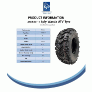 24x8.00-11 Quad ATV Tyres 6ply Wanda E-Marked Road Legal Tubeless 41J (Set of 2)_4