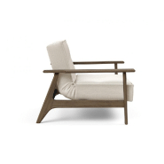 Fauteuil design convertible lit SPLITBACK FREJ 531 - Bouclé Off White - Accoudoirs chêne fumé - 90x115 cm_4