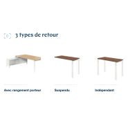 Bureau de direction RIO - Sobre et moderne - Plateaux verre ou mélaminé - Fabriqué en France_4