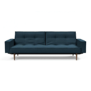 Canapé convertible Splitback Styletto avec accoudoirs - pieds fuseau chêne noyer - tissu Argus Navy Blue - couchage 115x210 cm_4