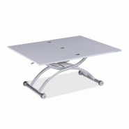 Table basse relevable extensible Hirondelle compacte - Mélaminé chêne blanc 100 x 57/114 cm - Design moderne et gain de place_4