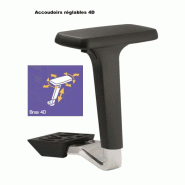 Siège bureautique  synchrone KENNY - Gris, Noir, Réglable 3D, Piètement nylon noir_4