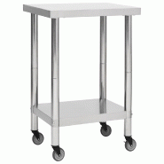 Vidaxl table de travail de cuisine avec roues 60x60x85 cm inox 51633_4