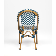 Chaise de terrasse esthétique et pratique - Rivoli - chevrons bleus et blancs - aluminium traité - empilable_4