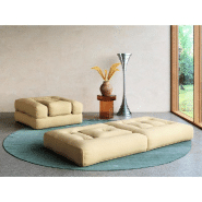 Fauteuil futon convertible Cube Chair - Standard, couleur beige blé, matelas 90x190 cm_4