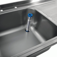 Plonge inox 1 bac à gauche et égouttoir sur pieds - P 600 x L 1000 mm | Vogue_4
