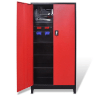 Vidaxl armoire à outils avec 2 portes acier 90x40x180 cm noir et rouge 20158_4