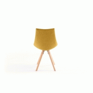 Lot de 2 chaises Sylvain - tissu jaune, pieds hêtre naturel, structure bois et métal_4