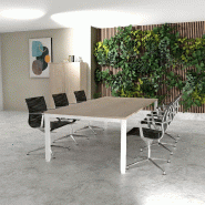 Table de réunion 6-8 personnes Tempo - Mobel Linea - Blanc 9010, 250, Acacia clair_0