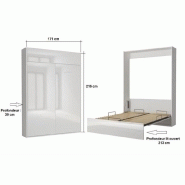 Armoire lit escamotable Dynamo blanc mat - ouverture assistée et pieds automatiques - couchage 160x200 cm_4
