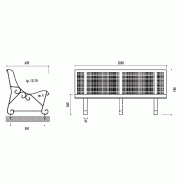 Banc urbain Mexico en acier perforé 200 cm - 3 pieds_4