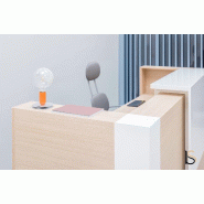 Grand bureau d'accueil droit Tera - MDD - 244, Blanc, Avec réhausse lumineuse_4