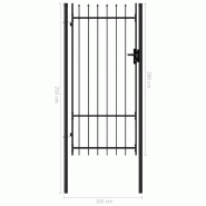 Vidaxl portillon simple porte avec dessus à pointe acier 1x2 m noir 145746_4