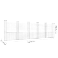 Vidaxl panier de gabion en forme de u avec 6 poteaux fer 620x20x200 cm 151293_4
