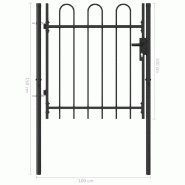 Vidaxl portillon simple porte avec dessus arqué acier 1x1 m noir 146029_4