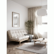 Banquette futon FOLK en pin massif - Coloris ivoire - Couchage 130 x 190 cm - Accoudoirs en métal_4