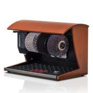 Cireuse à chaussures Nature - Design en bois véritable - Brosse en crin de cheval et distributeur de cirage 0,75L_4