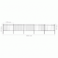 Vidaxl clôture de jardin avec dessus en lance acier 8,5 x 1,2 m noir 277624_4