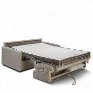 Canapé convertible CanapExpress CHAMPAGNY - 140 cm - Matelas Memory 22 cm - Dossiers hauts - Velours bleu turquoise_4