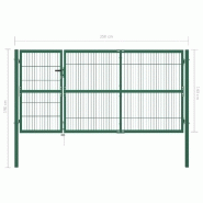 Vidaxl portail de clôture de jardin avec poteaux 350x140 cm acier vert 142571_4