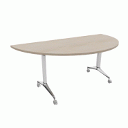 Table de réunion ½ lune Net - Mobel Linea - Blanc, Acacia clair_4