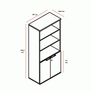 Armoire bibliothèque avec portes basses - MDD - Blanc, Avec socle de finition_4