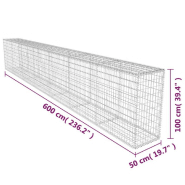 Vidaxl mur en gabion avec couvercle acier galvanisé 600x50x100 cm 142530_4