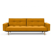 Canapé convertible Splitback Stem avec accoudoirs - Pieds obus en chêne naturel - Tissu Elegance Burned Curry - Lit 115x210 cm_4
