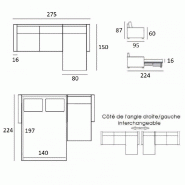 Canapé d'angle convertible express Midnight - Gris graphite - Couchage 140x197 cm - Matelas 16 cm - Fabrication italienne_4