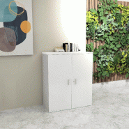 Armoire moyenne à portes battantes Haut. 121 cm - Mobel Linea - 100, Blanc pastel_0