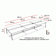 Bureau bench 6 personnes X3 - Officity - Blanc 9010, 480, Béton_5