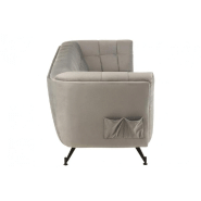 Canapé lounge Marianah gris clair - Structure bois - Revêtement velours capitonné - L207 x H78 x P82 cm_4