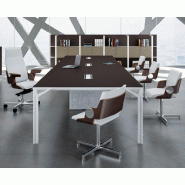 Grande table de réunion X8 avec pieds Design Officity. - Anthracite, Blanc, 320_4
