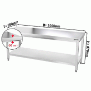 Tables Inox centrales Premium avec Etagère - P 600 mm | Ggm - 2000_4