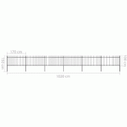 Vidaxl clôture de jardin avec dessus en lance acier 10,2 x 1 m noir 277616_4