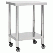 Vidaxl table de travail de cuisine avec roues 60x30x85 cm inox 51631_4