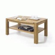 Table basse KALOS - 110 x 70 cm - Chêne massif noueux huilé avec étagère intermédiaire_4