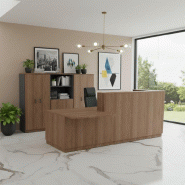 Banque d'accueil monocolore avec PMR Delta - Gauche, Acacia foncé, 282_0