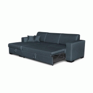 Canapé d'angle gauche convertible CABIRI bleu pétrole - avec coffre de rangement et coussins d'appoint_4