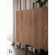 Meuble Bloom finition ébénisterie - Quadrifoglio - Anthracite, 3 cases, Ceram veiné blanc, Noyer américain, Noyer américain_4