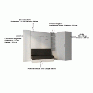 Composition angle lit escamotable blanc - Dynamo Sofa avec canapé noir 140x200 cm - 351x100 cm_4