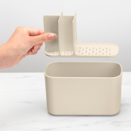 Serviteur salle de bains -ReNew - Soft Beige - Grande taille pour brosses à dents et tubes de dentifrice - Rangement pratique et compact_4